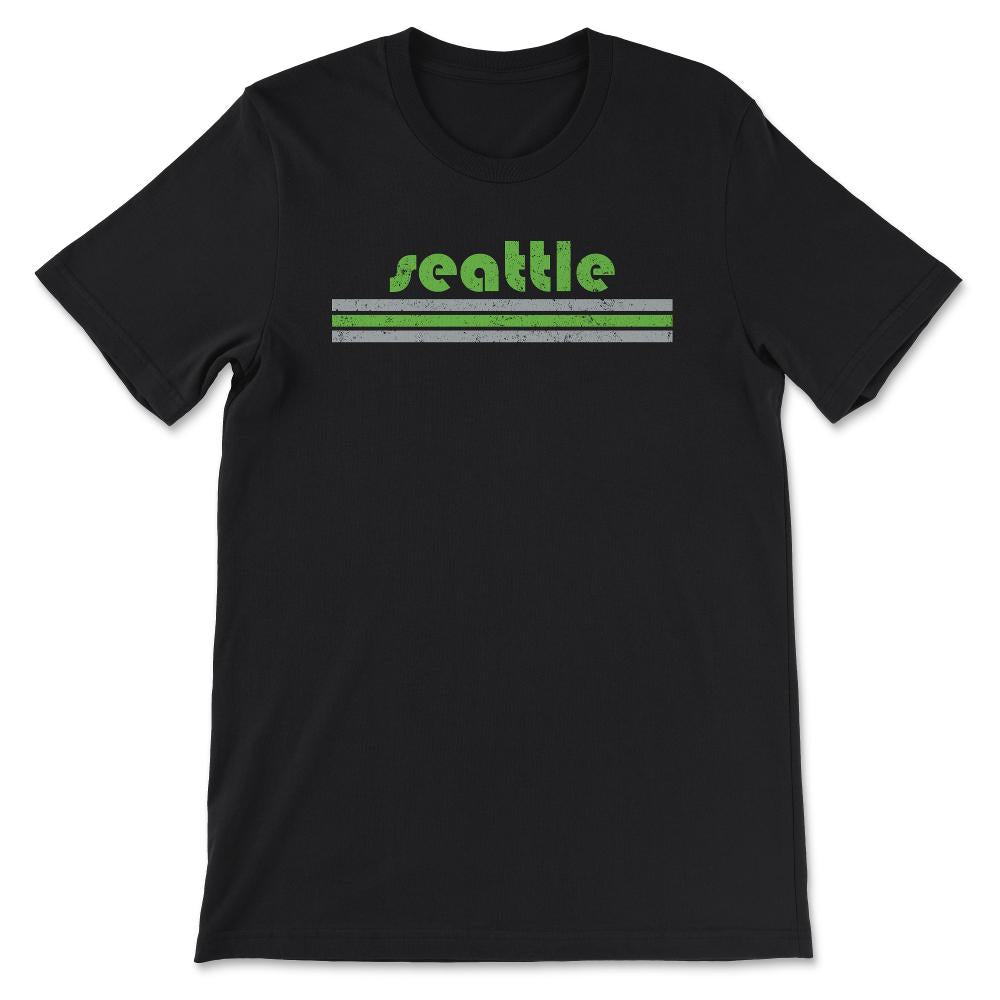 Vintage Seattle Washington Retro Three Stripe Weathered - Unisex T-Shirt - Black