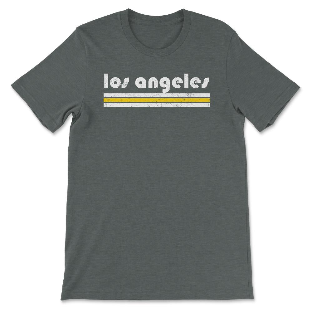 Vintage Los Angeles California Retro Three Stripe Weathered - Unisex T-Shirt - Dark Grey Heather