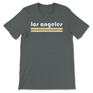 Vintage Los Angeles California Retro Three Stripe Weathered - Unisex T-Shirt - Dark Grey Heather
