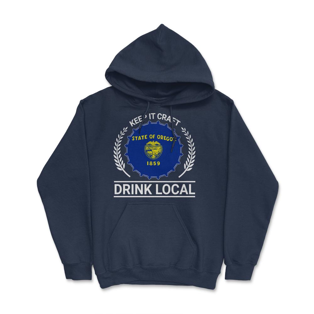 Drink Local Oregon Vintage Craft Beer Bottle Cap Brewing - Hoodie - Navy