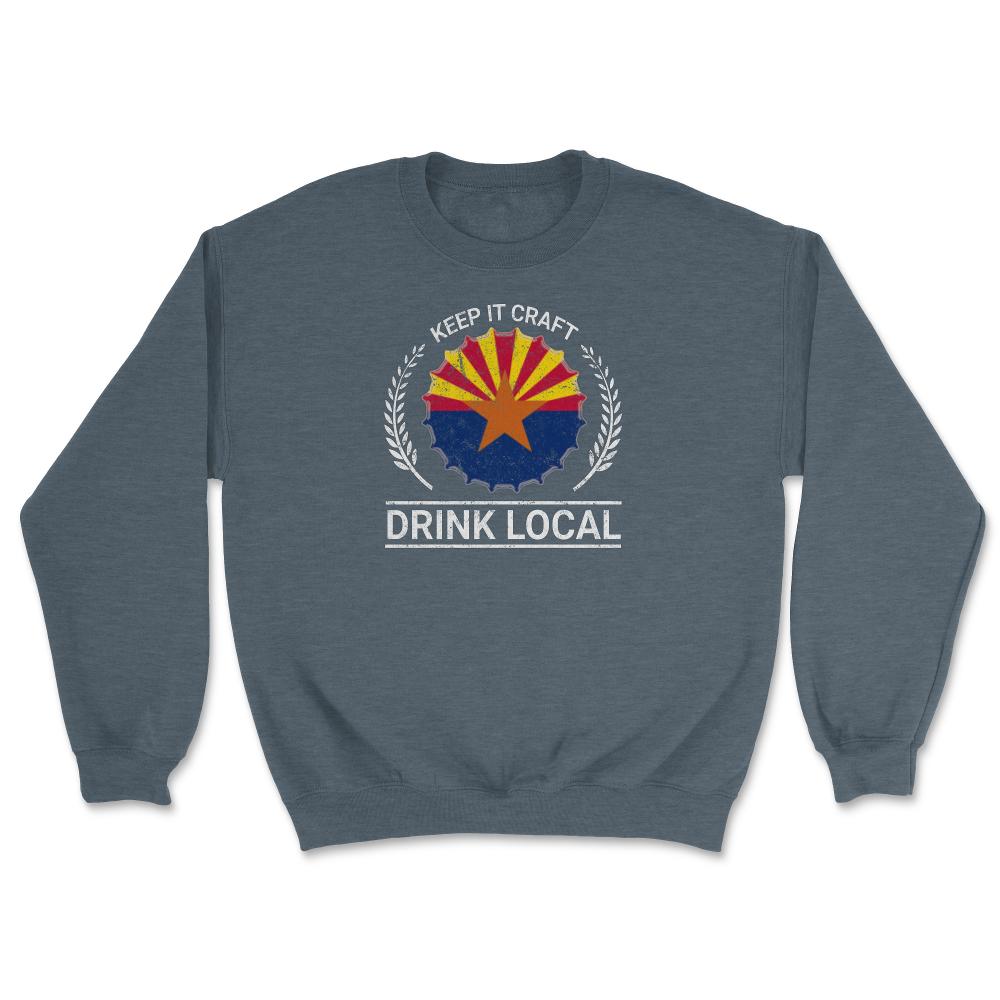 Drink Local Arizona Vintage Craft Beer Bottle Cap Brewing - Unisex Sweatshirt - Dark Grey Heather