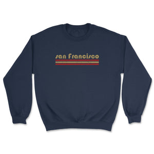 Vintage San Francisco California Retro Three Stripe Weathered - Unisex Sweatshirt - Navy