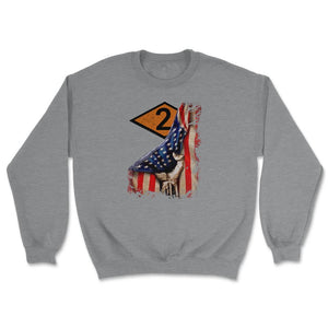 Second 2nd Ranger Battalion Orange Diamond USA Flag Pull Back - Unisex Sweatshirt - Grey Heather